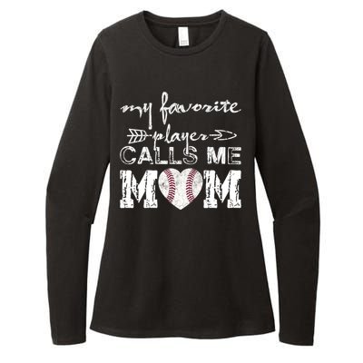 My Favorite Player Calls Me Mom Baseball Vintage Cute Gift Womens CVC Long Sleeve Shirt