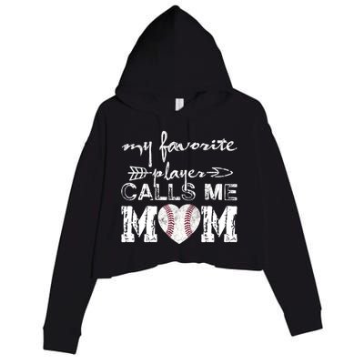 My Favorite Player Calls Me Mom Baseball Vintage Cute Gift Crop Fleece Hoodie