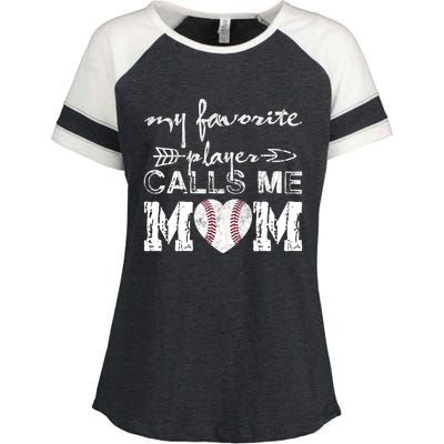 My Favorite Player Calls Me Mom Baseball Vintage Cute Gift Enza Ladies Jersey Colorblock Tee