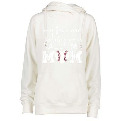 My Favorite Player Calls Me Mom Baseball Vintage Cute Gift Womens Funnel Neck Pullover Hood