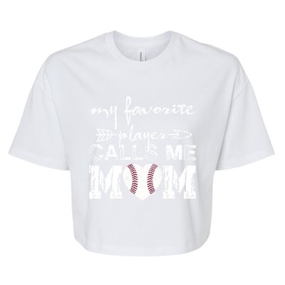 My Favorite Player Calls Me Mom Baseball Vintage Cute Gift Bella+Canvas Jersey Crop Tee