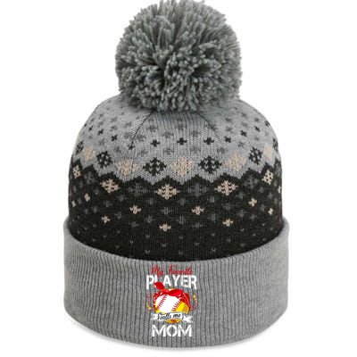 My Favorite Player Calls Me Mom Cute Baseball Softball Gift The Baniff Cuffed Pom Beanie