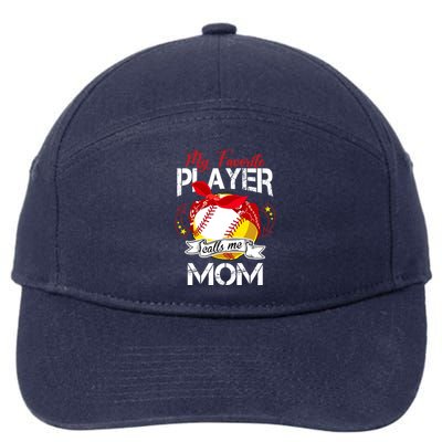 My Favorite Player Calls Me Mom Cute Baseball Softball Gift 7-Panel Snapback Hat