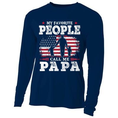 My Favorite People Call Me Papa Flag Gifts Dad Fathers Day Cooling Performance Long Sleeve Crew