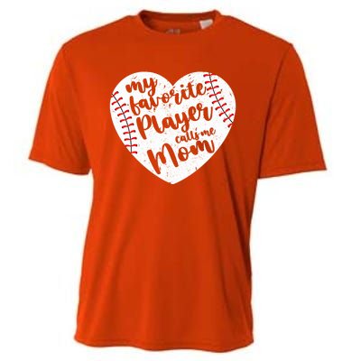 My Favorite Player Calls Me Mom Heart Baseball Player Gift Cooling Performance Crew T-Shirt