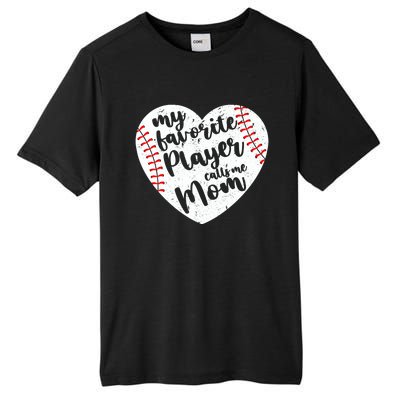 My Favorite Player Calls Me Mom Heart Baseball Player Gift Tall Fusion ChromaSoft Performance T-Shirt