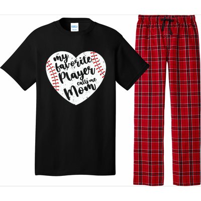 My Favorite Player Calls Me Mom Heart Baseball Player Gift Pajama Set