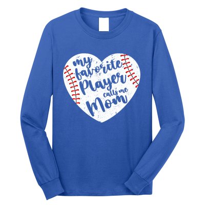 My Favorite Player Calls Me Mom Heart Baseball Player Gift Long Sleeve Shirt