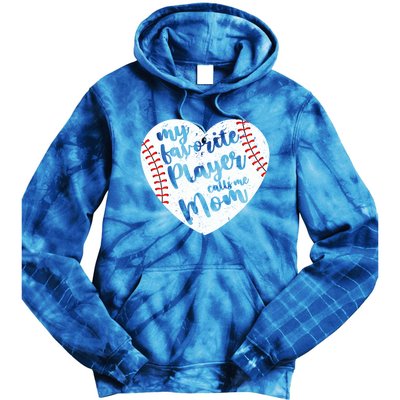 My Favorite Player Calls Me Mom Heart Baseball Player Gift Tie Dye Hoodie