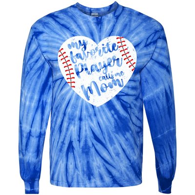 My Favorite Player Calls Me Mom Heart Baseball Player Gift Tie-Dye Long Sleeve Shirt