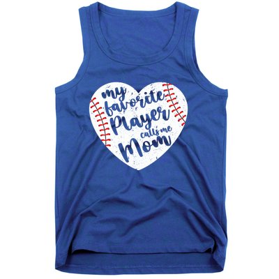 My Favorite Player Calls Me Mom Heart Baseball Player Gift Tank Top