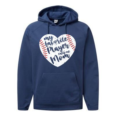 My Favorite Player Calls Me Mom Heart Baseball Player Gift Performance Fleece Hoodie