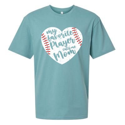 My Favorite Player Calls Me Mom Heart Baseball Player Gift Sueded Cloud Jersey T-Shirt