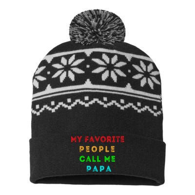 My Favorite People Call Me Papa Funny USA-Made Snowflake Beanie