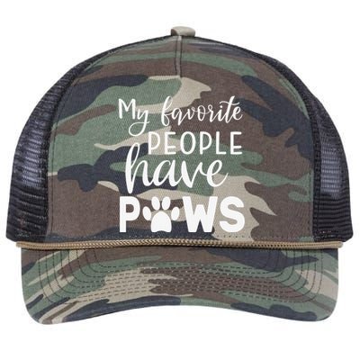 My Favorite People Have Paws Dog Lover Paw Lover Mothers Day Retro Rope Trucker Hat Cap