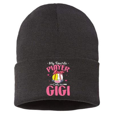 My Favorite Player Calls Me Gigi Funny Softball Baseball Sustainable Knit Beanie