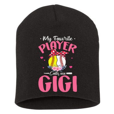 My Favorite Player Calls Me Gigi Funny Softball Baseball Short Acrylic Beanie