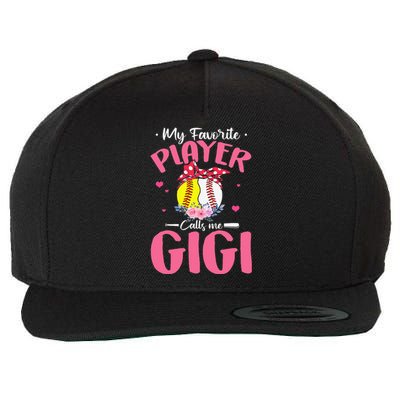 My Favorite Player Calls Me Gigi Funny Softball Baseball Wool Snapback Cap