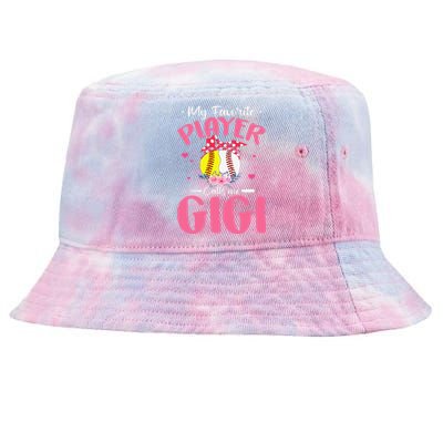 My Favorite Player Calls Me Gigi Funny Softball Baseball Tie-Dyed Bucket Hat