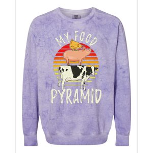 My Food Pyramid Meat Eater Carnivore Diet Food Nutrition Fun Colorblast Crewneck Sweatshirt