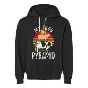 My Food Pyramid Meat Eater Carnivore Diet Food Nutrition Fun Garment-Dyed Fleece Hoodie