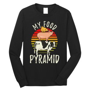 My Food Pyramid Meat Eater Carnivore Diet Food Nutrition Fun Long Sleeve Shirt