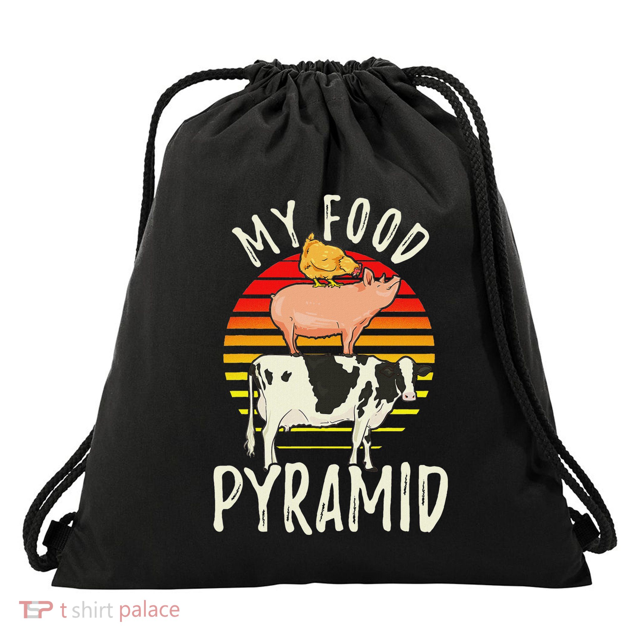 My Food Pyramid Meat Eater Carnivore Diet Food Nutrition Fun Drawstring Bag
