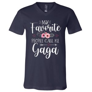 My Favorite People Call Me Gaga Funny Floral Mother's Day V-Neck T-Shirt