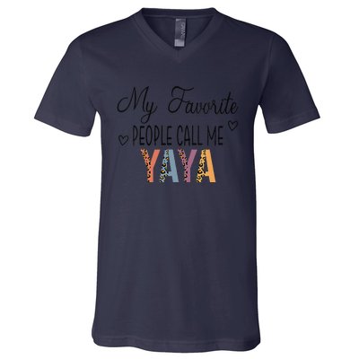 My Favorite People Call Me Yaya Leopard, Mother's Day V-Neck T-Shirt