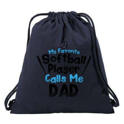 My Favorite Player Calls Me Dad Softball Player Softball Gift Drawstring Bag