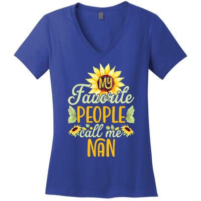 My Favorite People Call Me Nan Sunflower Mothers Day Gift Women's V-Neck T-Shirt