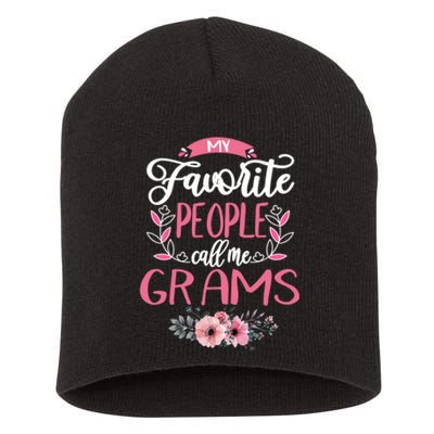 My Favorite People Call Me Grams Grandma Short Acrylic Beanie