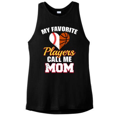 My Favorite Players Call Me Mom Baseball Basketball Mom Gift Ladies PosiCharge Tri-Blend Wicking Tank