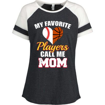 My Favorite Players Call Me Mom Baseball Basketball Mom Gift Enza Ladies Jersey Colorblock Tee