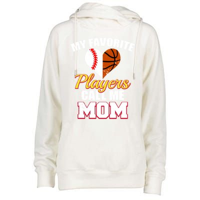 My Favorite Players Call Me Mom Baseball Basketball Mom Gift Womens Funnel Neck Pullover Hood