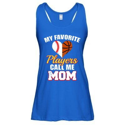 My Favorite Players Call Me Mom Baseball Basketball Mom Gift Ladies Essential Flowy Tank