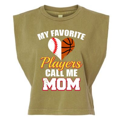 My Favorite Players Call Me Mom Baseball Basketball Mom Gift Garment-Dyed Women's Muscle Tee