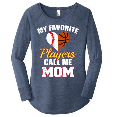 My Favorite Players Call Me Mom Baseball Basketball Mom Gift Women's Perfect Tri Tunic Long Sleeve Shirt