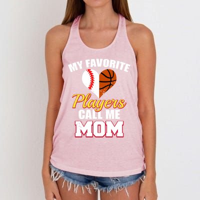 My Favorite Players Call Me Mom Baseball Basketball Mom Gift Women's Knotted Racerback Tank