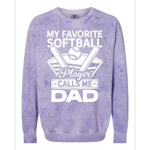 My Favorite Player Calls Me Dad Softball Player Softball Gift Colorblast Crewneck Sweatshirt