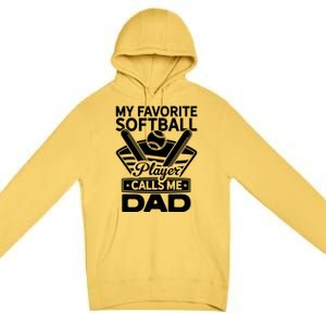 My Favorite Player Calls Me Dad Softball Player Softball Gift Premium Pullover Hoodie