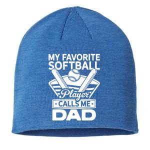 My Favorite Player Calls Me Dad Softball Player Softball Gift Sustainable Beanie