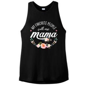 My Favorite People Call Me Mama Floral Mom Mother's Day Gift Ladies PosiCharge Tri-Blend Wicking Tank