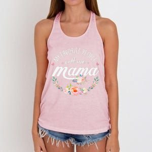 My Favorite People Call Me Mama Floral Mom Mother's Day Gift Women's Knotted Racerback Tank