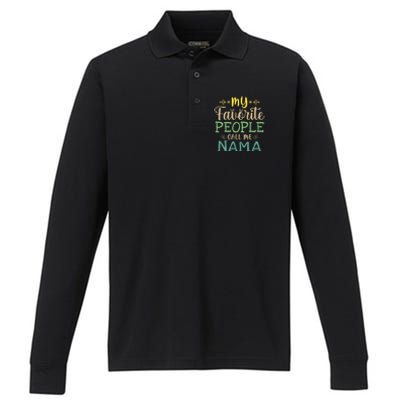 My Favorite People Call Me Nama Performance Long Sleeve Polo