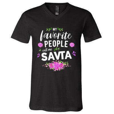 My Favorite People Call Me Savta V-Neck T-Shirt