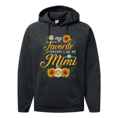 My Favorite People Call Me Mima Floral Mothers Day Performance Fleece Hoodie