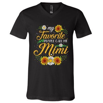 My Favorite People Call Me Mima Floral Mothers Day V-Neck T-Shirt