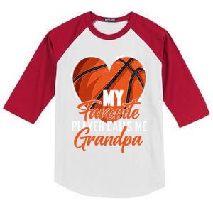 My Favorite Player Calls Me Grandpa Basketball Fathers Day Gift Kids Colorblock Raglan Jersey