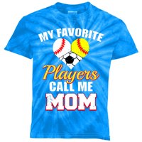 My Favorite Players Call Me Mom Baseball Softball Soccer Gift Kids Tie-Dye T-Shirt